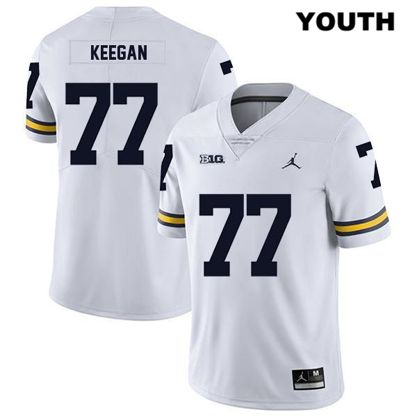 Youth NCAA Michigan Wolverines Trevor Keegan #77 White Jordan Brand Authentic Stitched Legend Football College Jersey KO25R15ZA